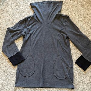 Gray Long Sleeve Cowl Neck Pullover